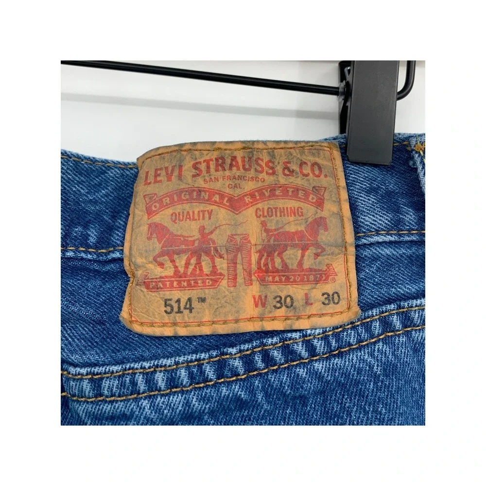 Levis 514 Jeans Mens 30x30 Blue Straight Leg Medium Wash 100% Cotton Denim Pants